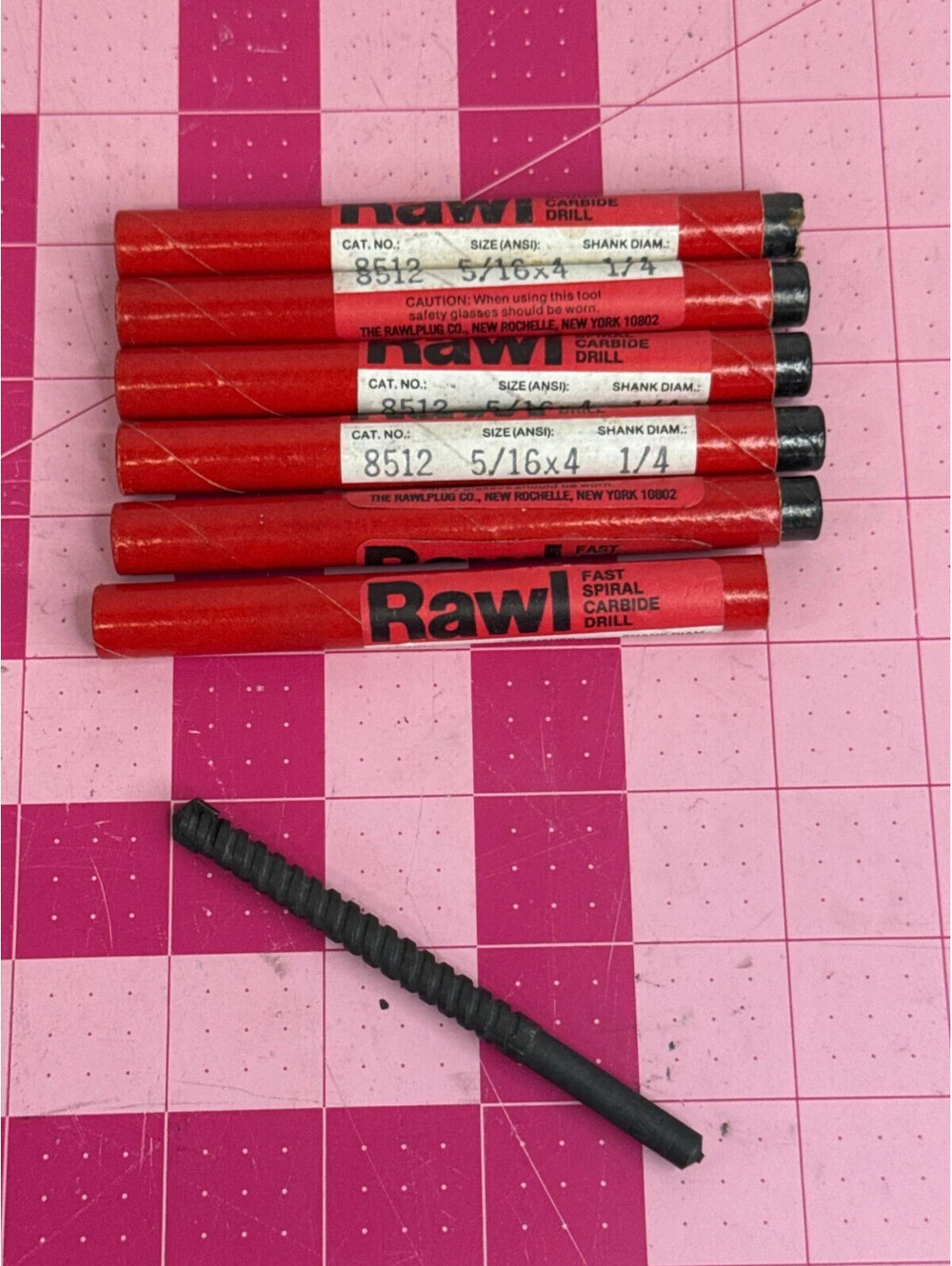New RAWL 8512 Fast spiral Carbide Drill Bit 5/16" X 4" X 1/4 Lot of 6